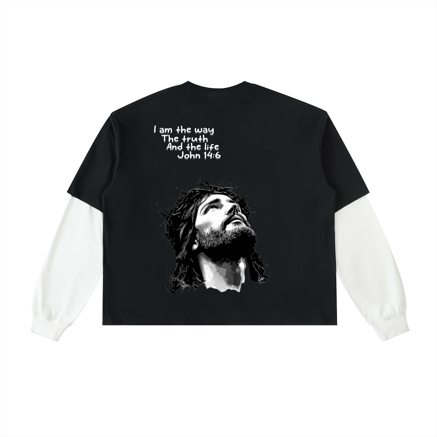 Layered Contrast Sleeve Cotton T-Shirt