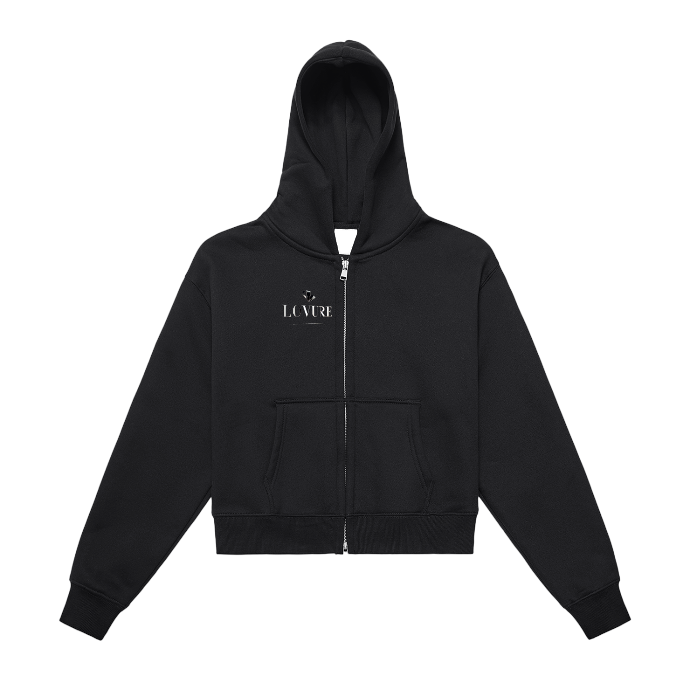 Fleeced Zip-Up Cropped Hoodie