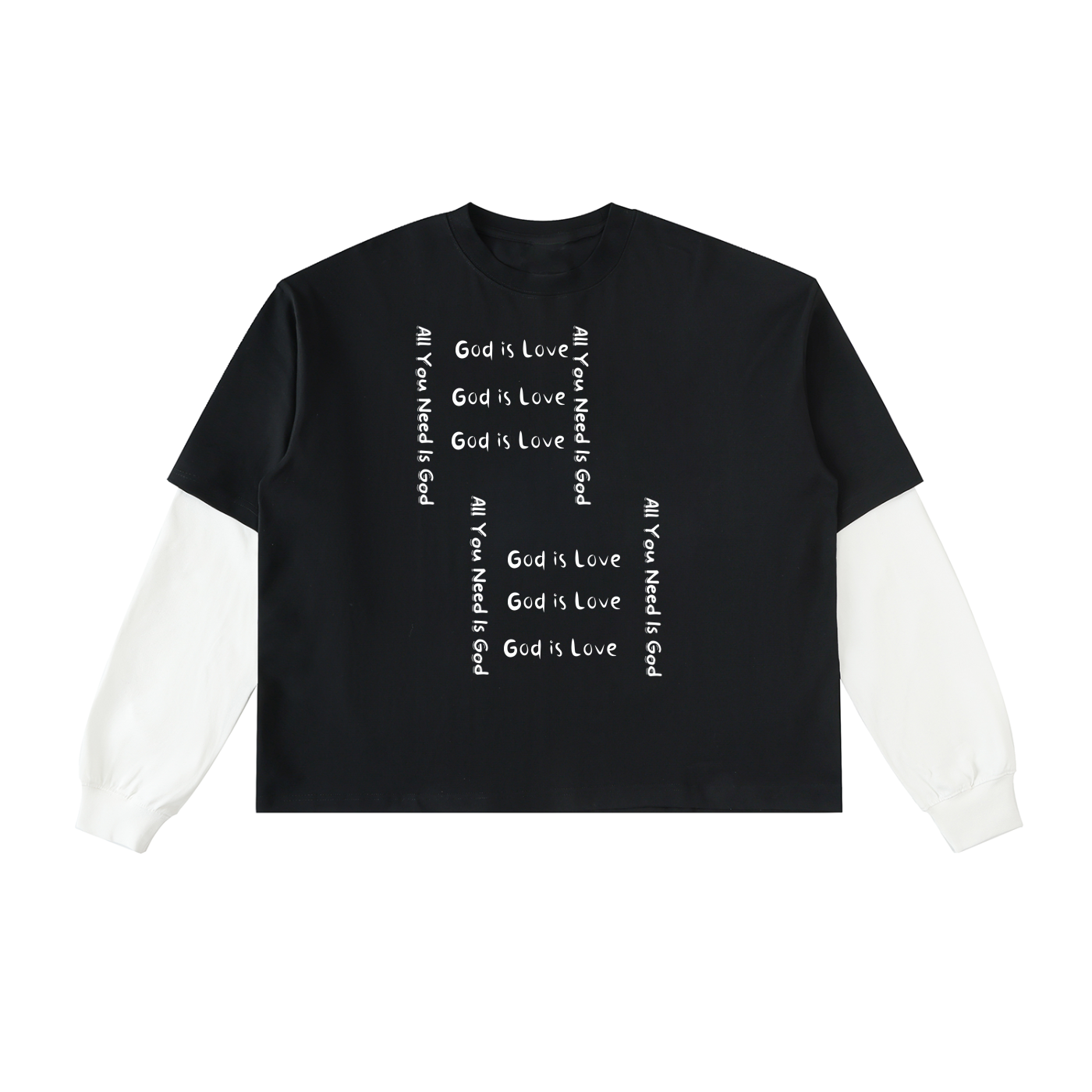 Layered Contrast Sleeve Cotton T-Shirt