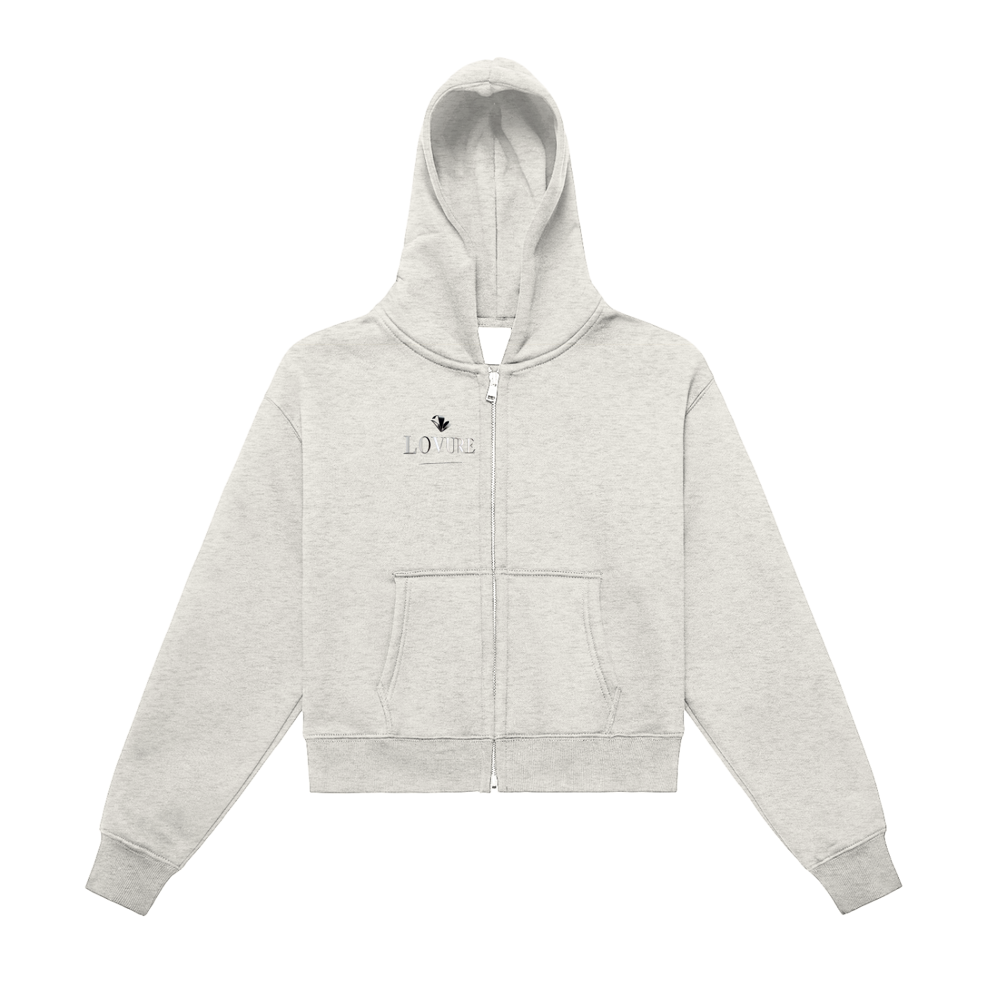 Fleeced Zip-Up Cropped Hoodie