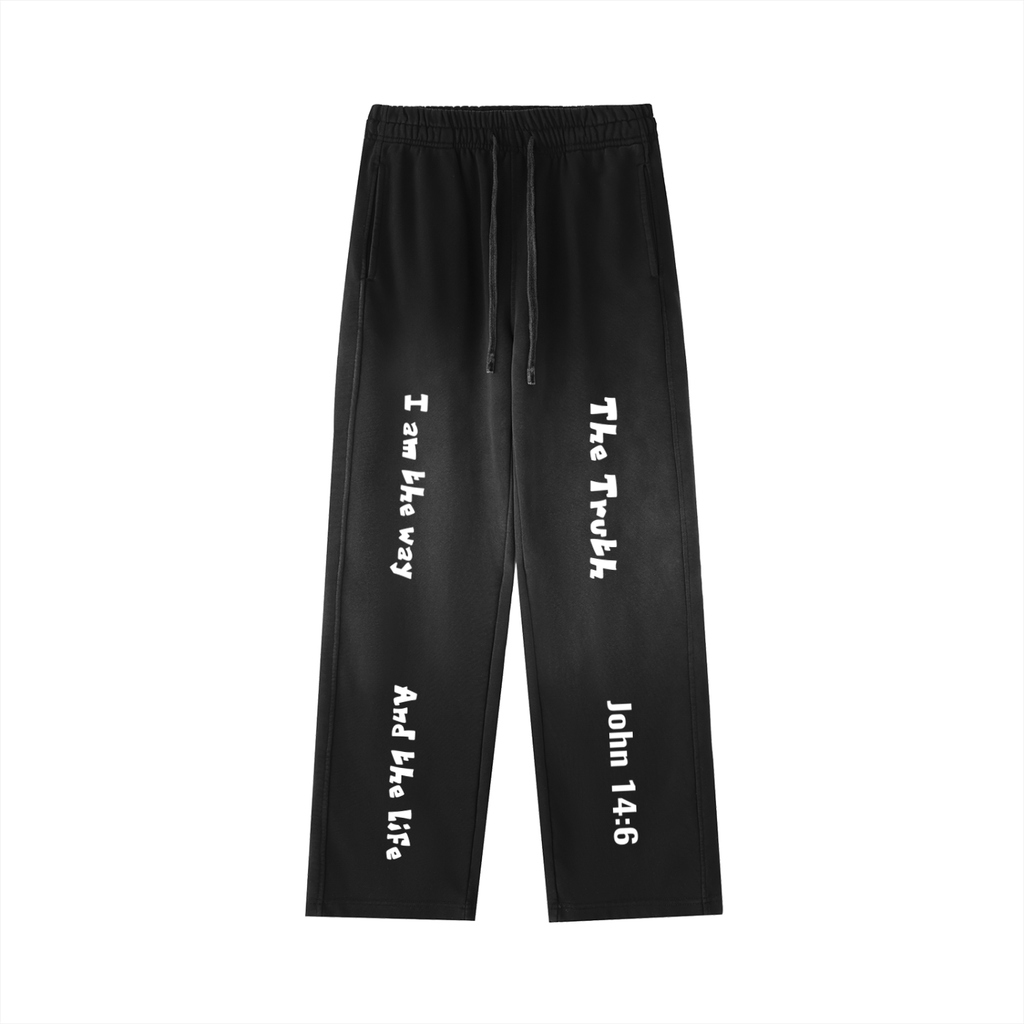 Vintage Washed Gradient Straight-Leg Sweatpants